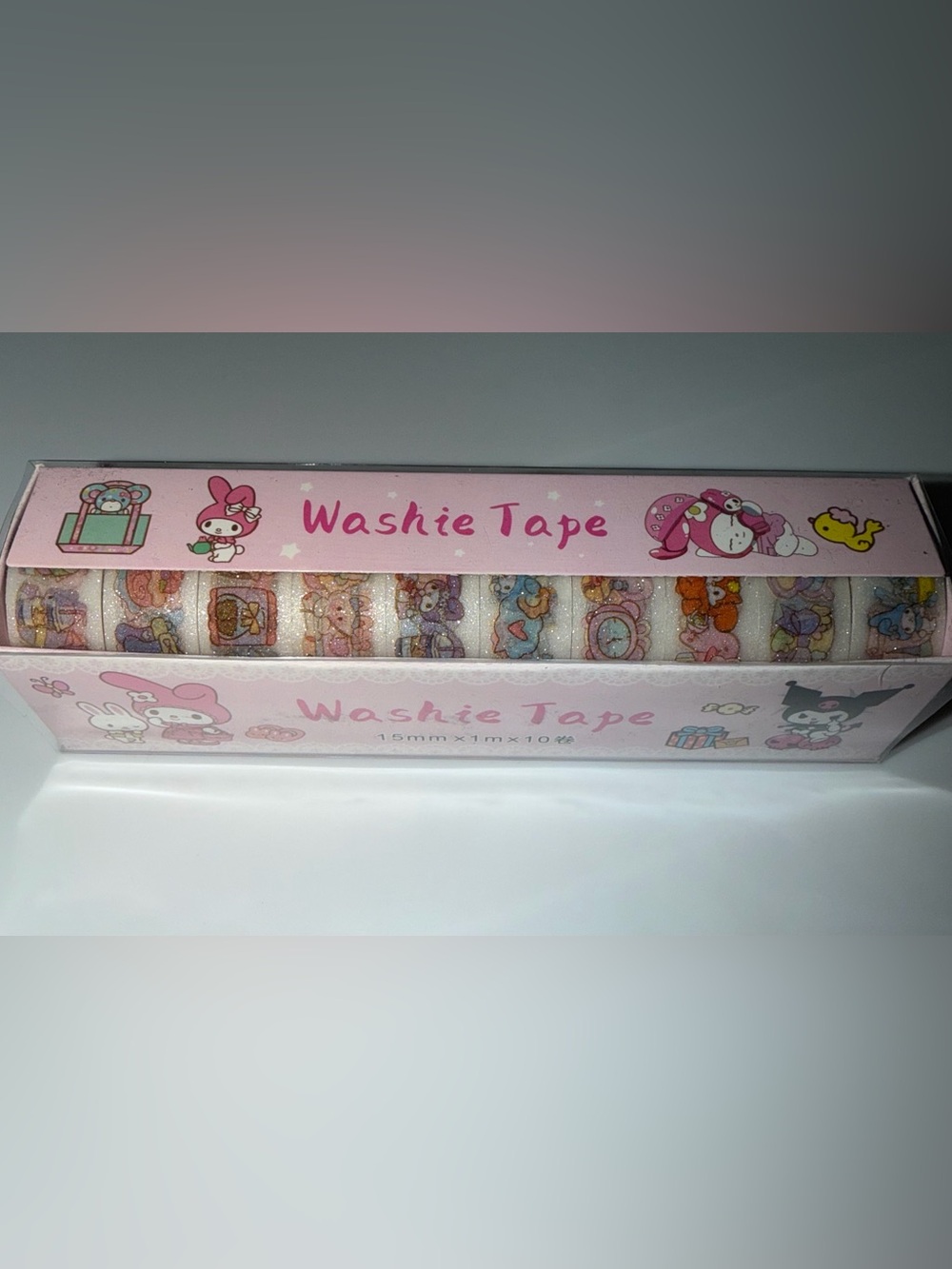 HK Washie Tape 1 random box.   - Cute Glitter Character Designs